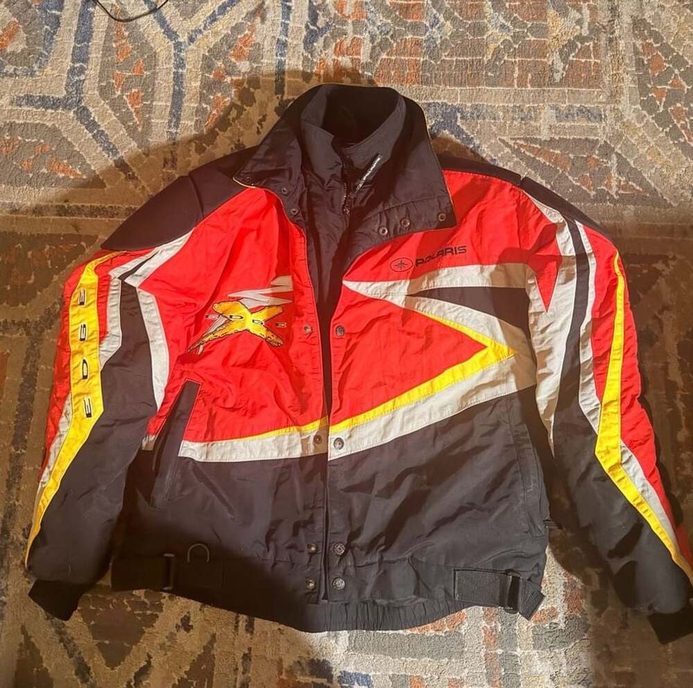 Vintage Polaris Edge X Snowmobile Jacket Red Black Yellow size Medium